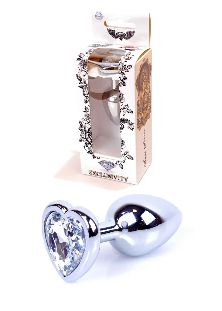 Анальна пробка Jewellery Silver Heart PLUG Clear Boss Series 64-00048 101636
