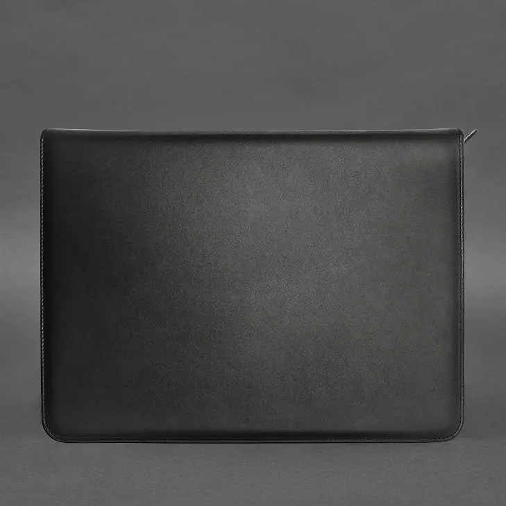 Шкіряна папка А4 на блискавці для документів чорна - фото 5