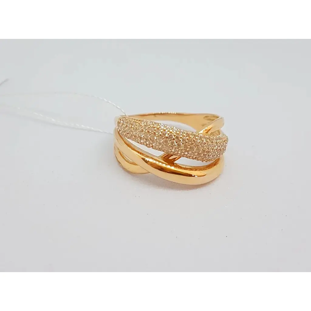 Золоте кільце Імперія золота з фіанітами. КВ743И 16,5 - фото 2