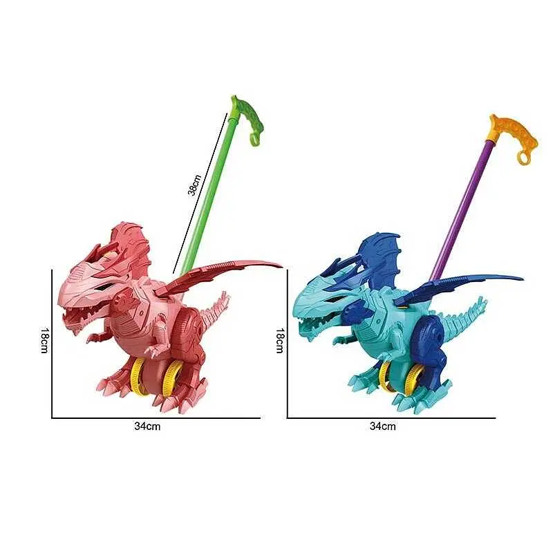 Каталка 2 види, Динозавр, висота 38 см, рухливі елементи - фото 2