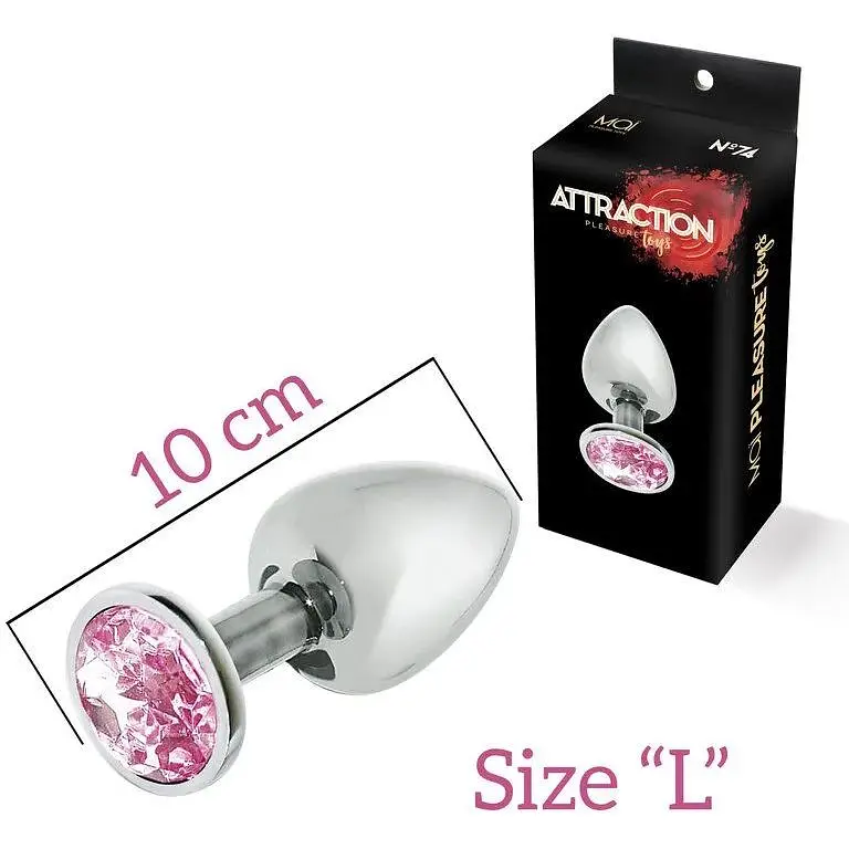 Металлическая анальная пробка Mai Attraction Toys №74 с розовым кристаллом - фото 2