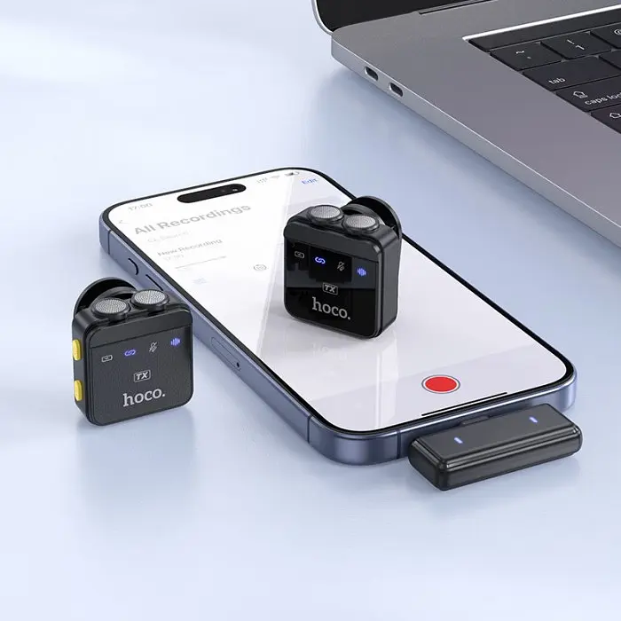 Бездротовий мікрофон-петличка для телефона в кейсі Type-C Lightning HOCO L17/ Мікрофон для відеознімання - фото 4