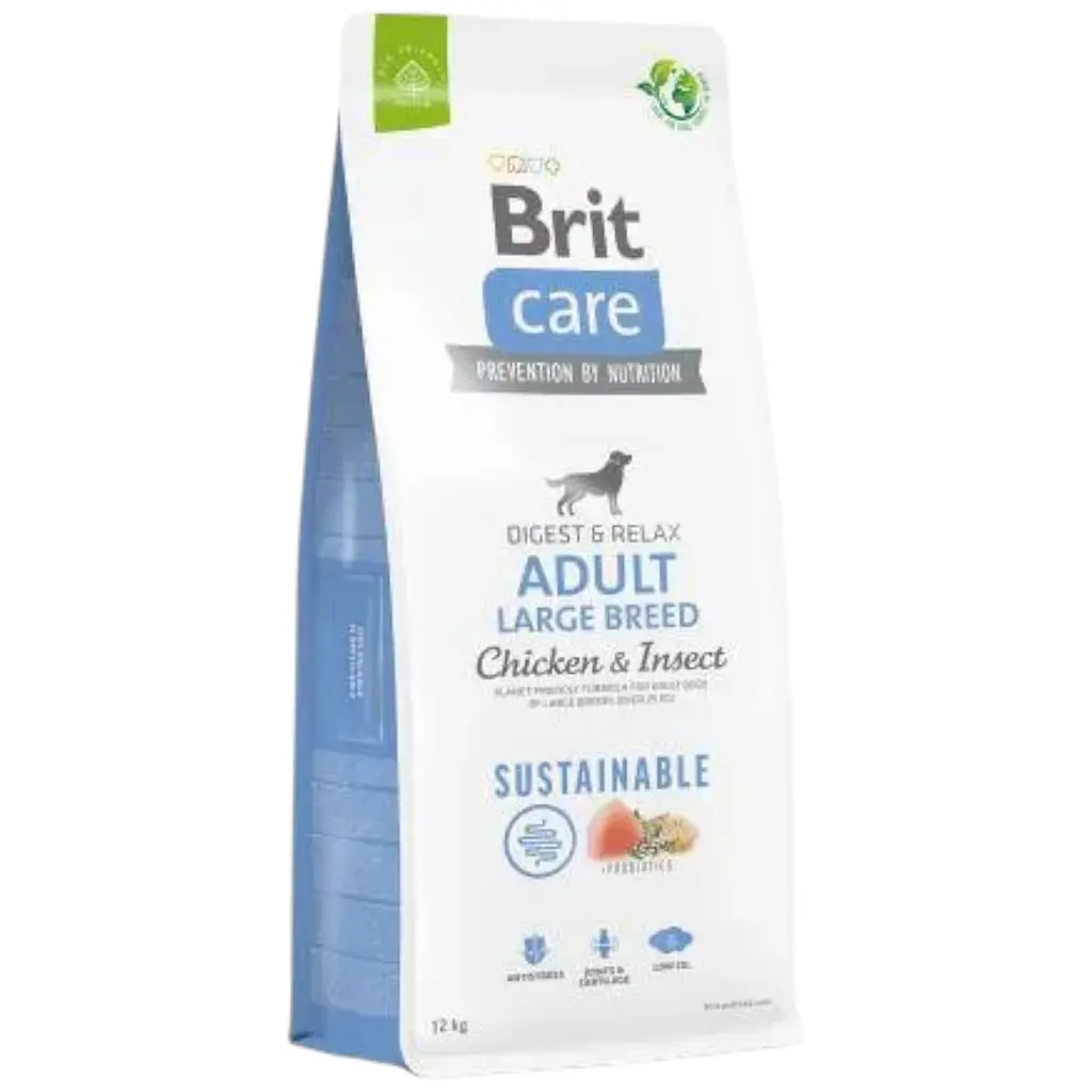 Сухий корм Brit Care Dog Sustainable Adult Large Breed для собак великих порід, з куркою та комахами, 12 кг