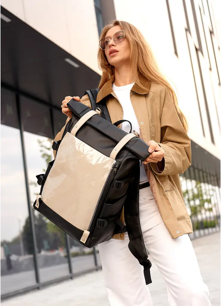 Жіночий рюкзак Sambag RollTop Hacking чорно-сірий 41 x 30 x 16 см (24460130) - фото 3