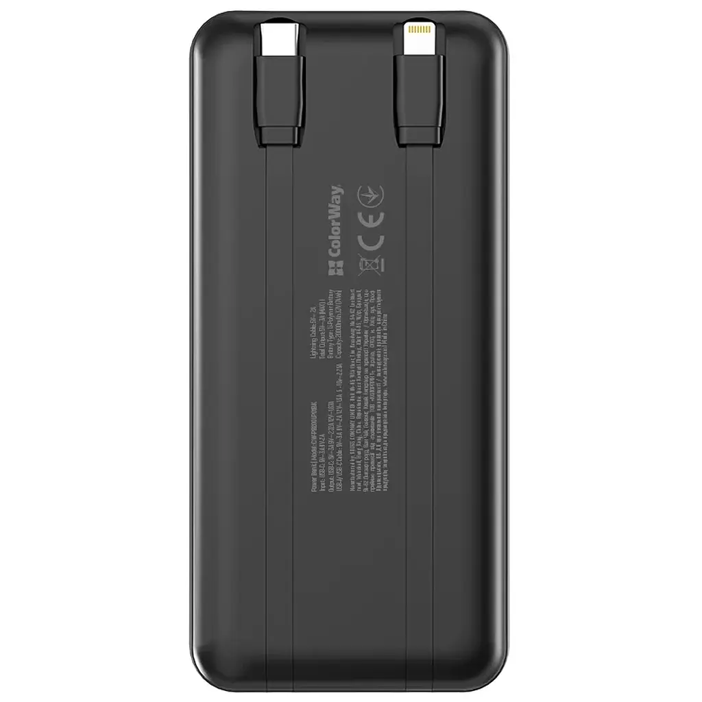Батарея універсальна ColorWay 20 000 мА·год DigiPower PD/22.5 Вт, QC/4.0, чорна (CW-PB200LP01BK) - фото 3