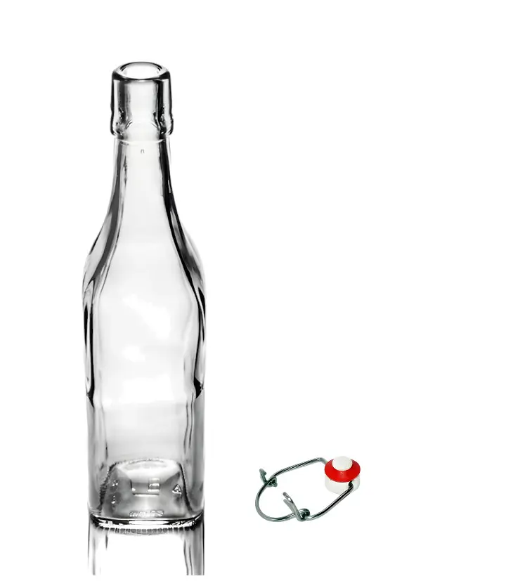 Пляшка, 3 шт, квадратна бугельна, скляна (прозора) 0,5 л. з бугельною пробкою - фото 2