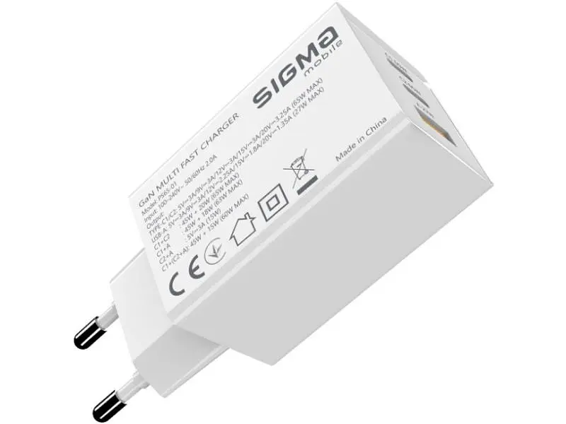 Мережевий зарядний пристрій Sigma mobile X-power 65 W White (PS65-01) - фото 3