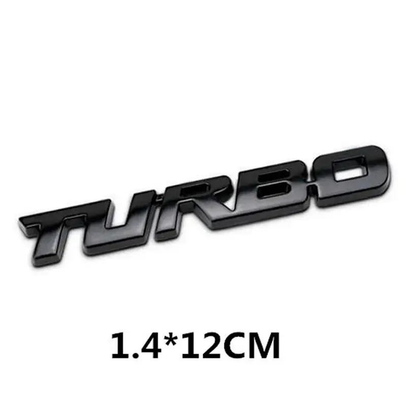 Емблема напис TURBO 120х14 мм Чорна метал на скотчі (Завод) - фото 2