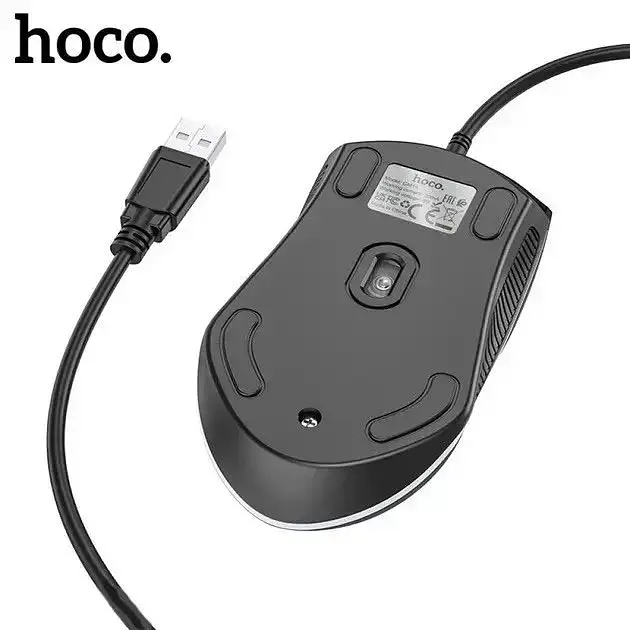 Комп'ютерна миша Hoco GM19 провідна оптична USB RGB підсвічування чорна - фото 2