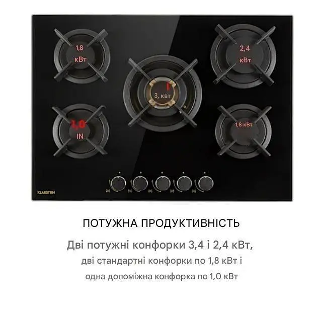 Варочная поверхность газовая Klarstein Goldflame 5 (10034973) - фото 3