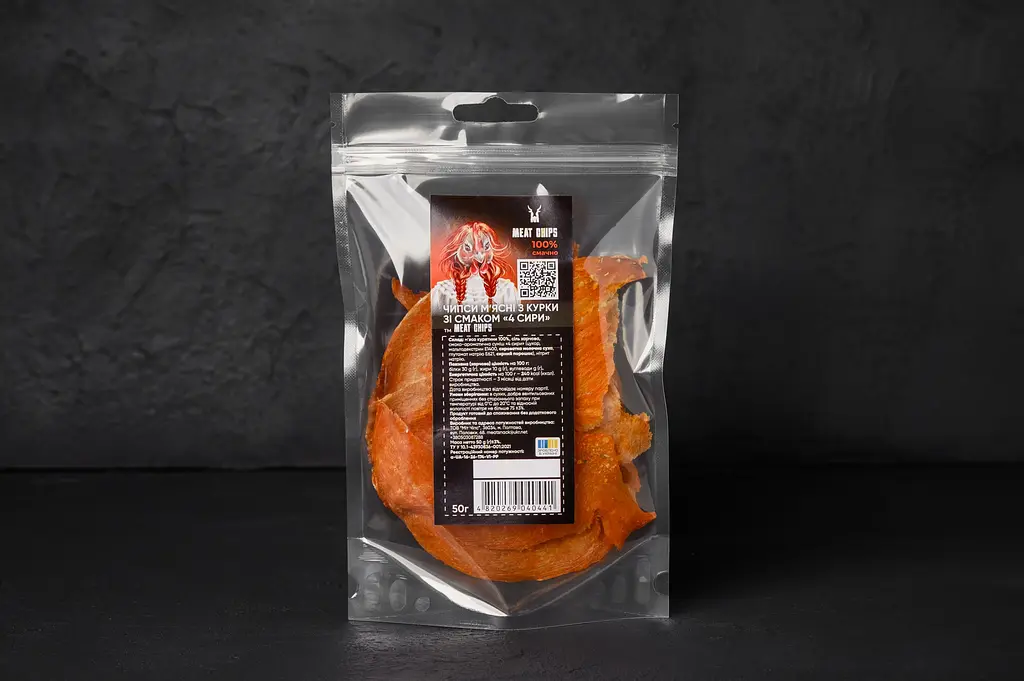 Чипсы мясные куриные со вкусом "4 сыра" Meat Chips 50г - фото 4