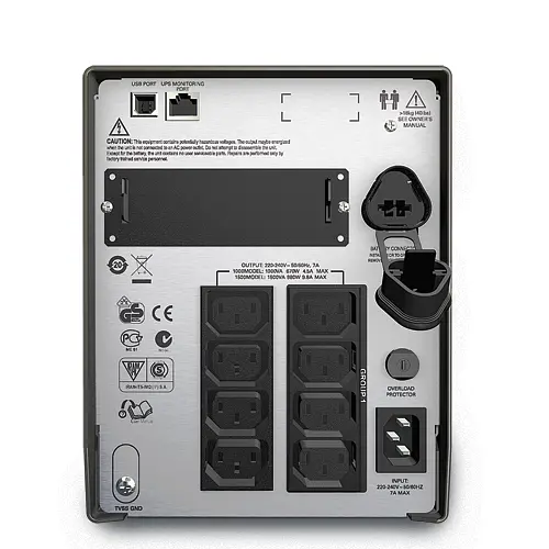 Джерело безперебійного живлення APC Smart-UPS 1500VA LCD, Lin.int., AVR, 8 х IEC, SmartSlot, USB, RJ-45, метал (SMT 1500I) - фото 2