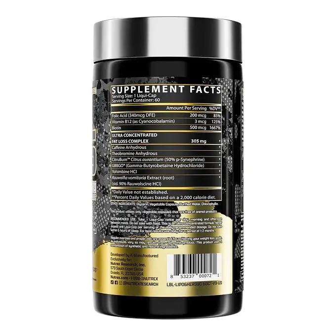 Жироспалювач Nutrex Research Lipo-6 Black Hers Ultra Concentrate, 60 капсул - фото 3