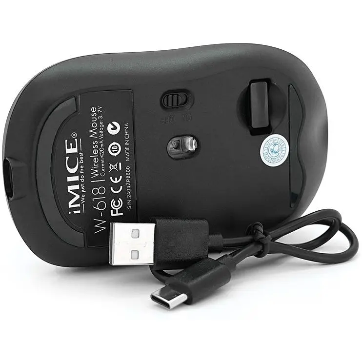 Ігрова миша бездротова iMICE W618, 4 кнопок, акумулятор, 1600dpi, 2.4Ghz, Black - фото 4