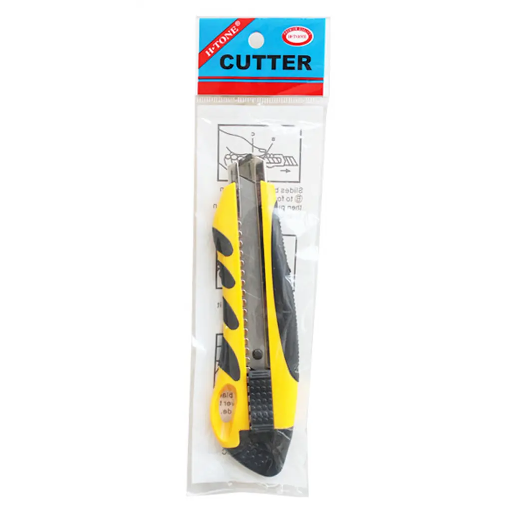 Ніж канцелярський H-Tone 18 мм жовтий з гумовими вставками (KNIFE-HT-JJ40607-18) - фото 2