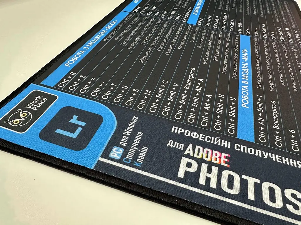 Великий килимок для мишки WorkPlaceShop Поєднання клавіш для Lightroom 1200 x 500 мм - фото 5