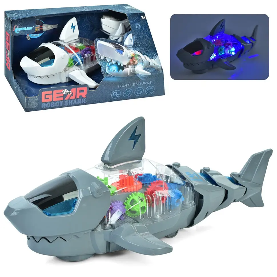 Интерактивная игрушка "Робот Акула" Bambi S-2A(Grey) серый, музыка, свет, подвижные детали, ездит - фото 2