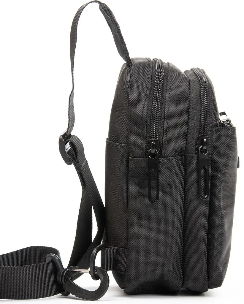 Сумка через плече Lanpad 13х19х9 см нейлонова з переставним ременем Чорний - фото 2