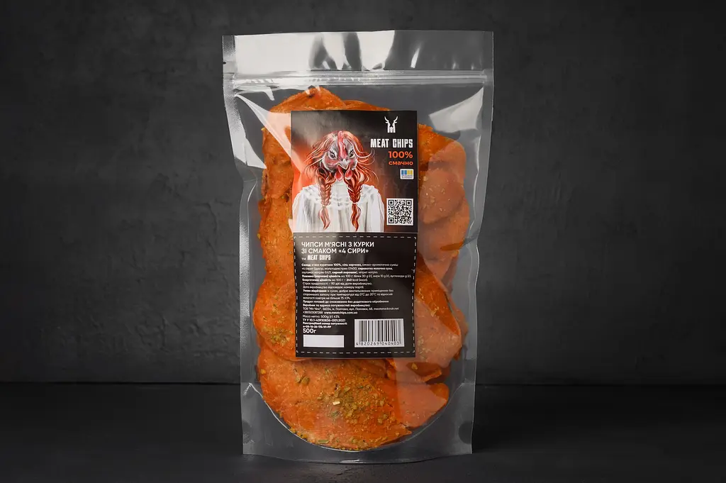 Чипсы мясные куриные со вкусом "4 сыра" Meat Chips 500г - фото 4