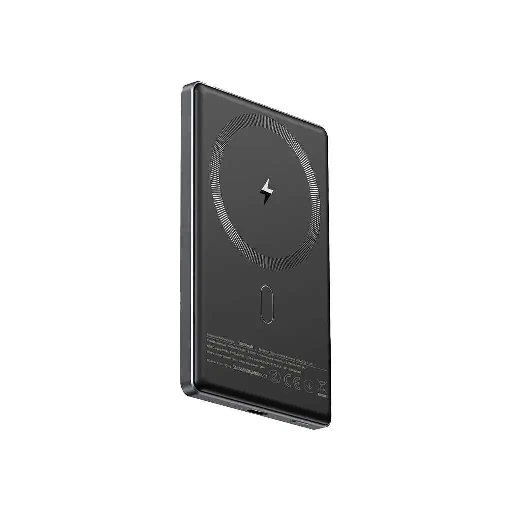 Батарея універсальна Sigma X-power SI05A7QL-MAG 5000mAh, Magnetic wireless 15W, PD, QC, 20Wmax, MagSafe (4827798359419) - фото 3
