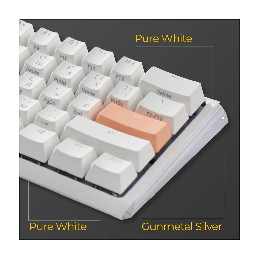 Клавіатура Ducky One 3 Mini Cherry MX Red RGB UA USB White (DKON2161ST-RUAPXPWWWSC1) - фото 2