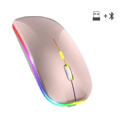Мишка безшумна комп'ютерна, бездротова Macarone Bluetooth, USB, що перезаряджається, Рожева  - фото 2