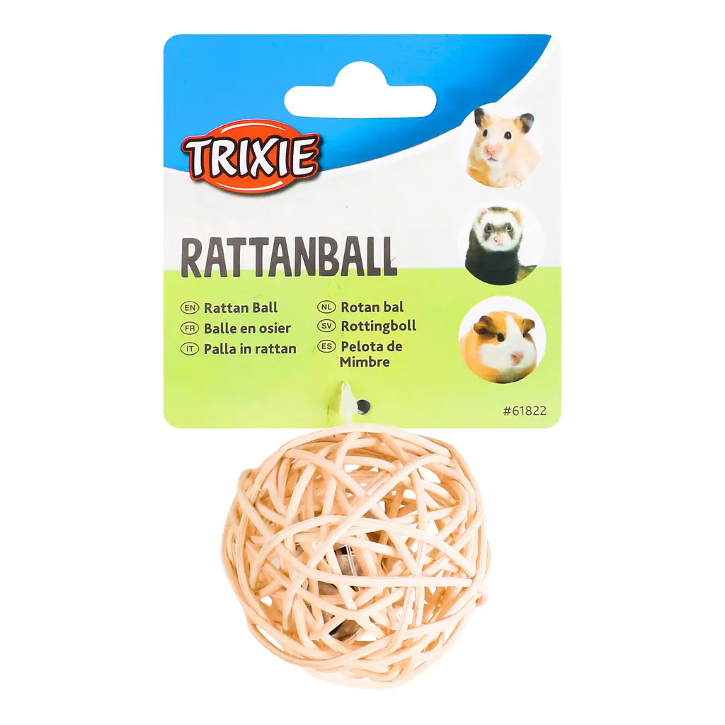 Игрушка для грызунов Trixie Шарик из лозы, с колокольчиком, 6 см - фото 2