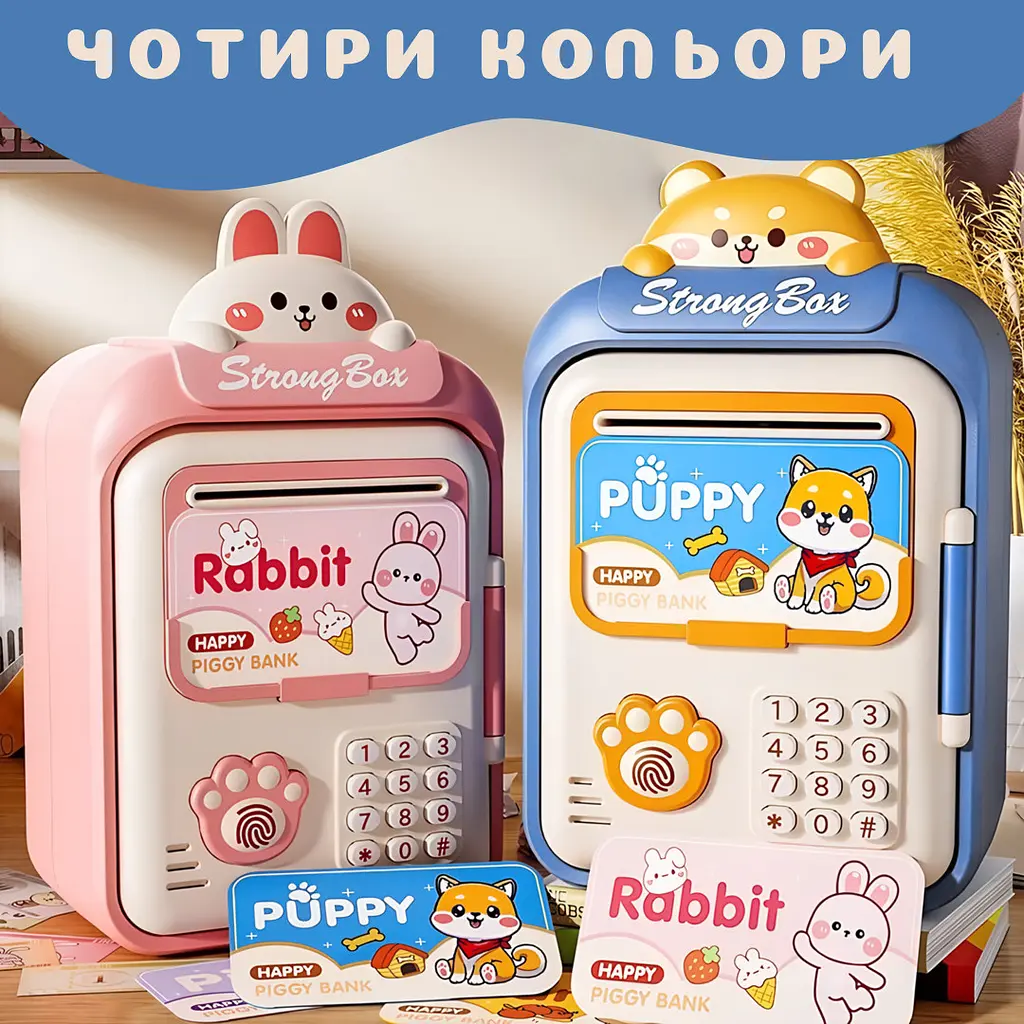 Скарбничка-сейф дитяча Puppy з кодовим замком та відбитком пальця, темно-синій Shenzhen HP12265BL - фото 6