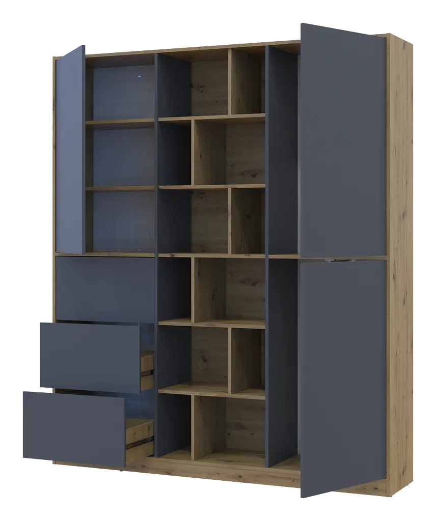 Шафа для одягу Doros Морган Дуб Артизан/Графіт ДСП/Ящики 180х38.5х210 (42002256) - фото 5