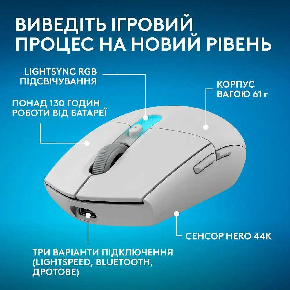 Миша Logitech G305 X Superlight White (910-007747) [177468] - фото 7