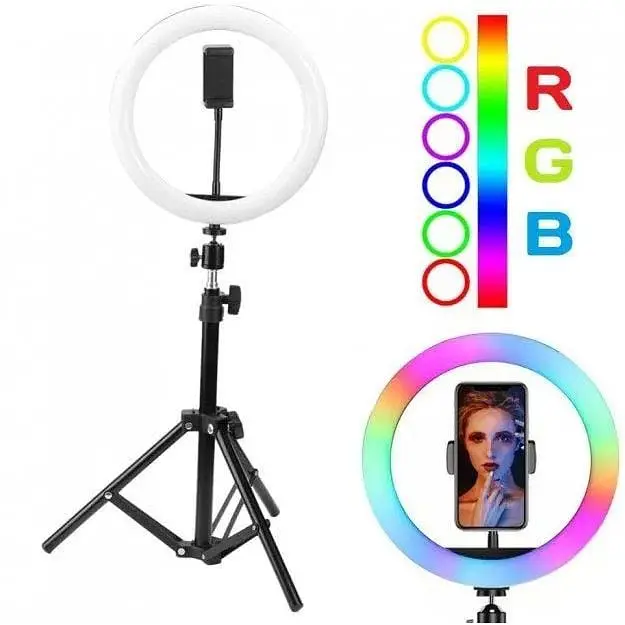 Кільцева лампа світлодіодна MJ38 LED з пультом 38 см RGB  - фото 2