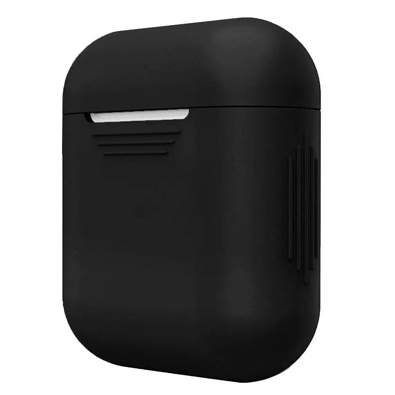 Силиконовый чехол для наушников Airpods 1/2 черный чехол для аирподс футляр для наушников air pods - фото 4