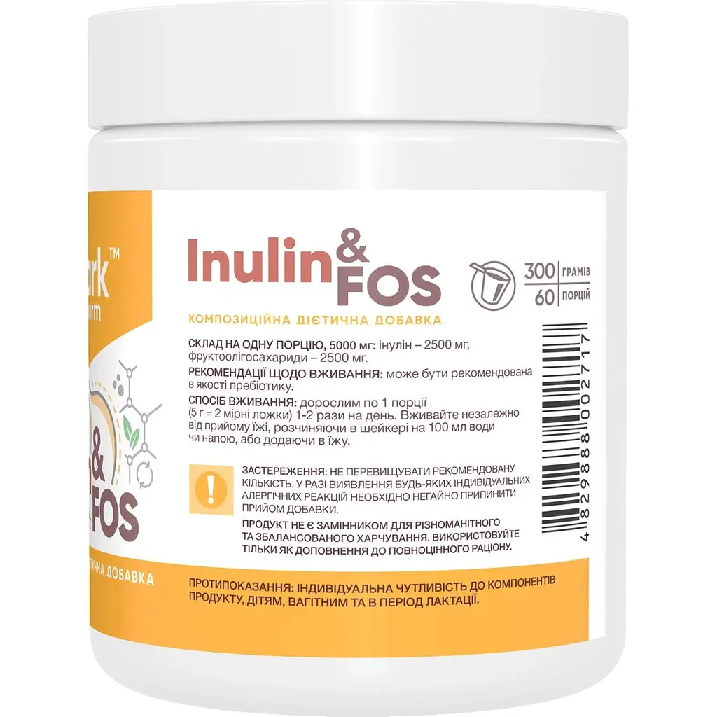 Пребіотик Інулін + фруктозоолігосахариди Stark Pharm Inulin Fos Prebiotic Complex 300 г (100-23-9948755-20) - фото 2