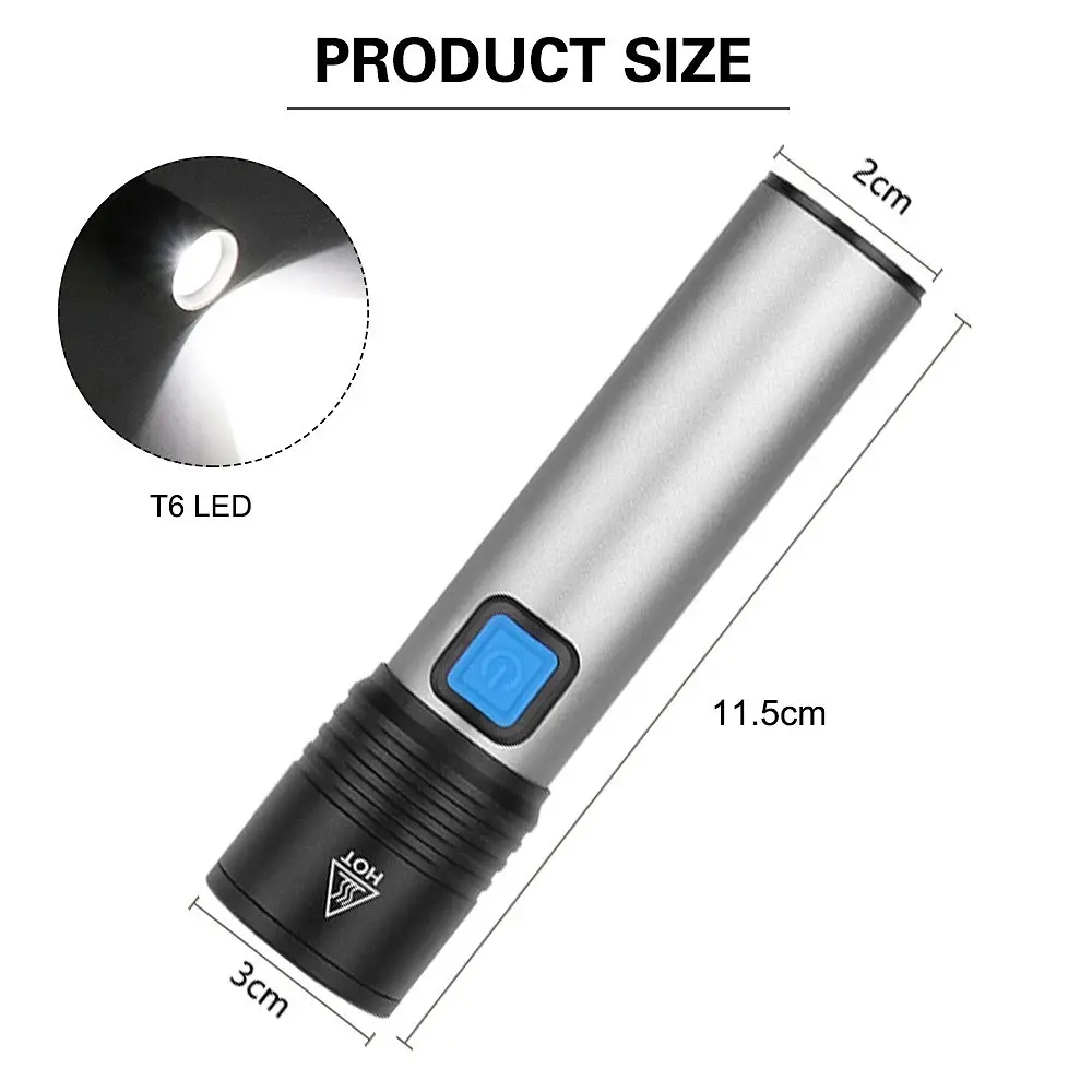 Ліхтар ручний T6 LED акумуляторний зарядка від USB кишеньковий ліхтарик UKC K31 - фото 9