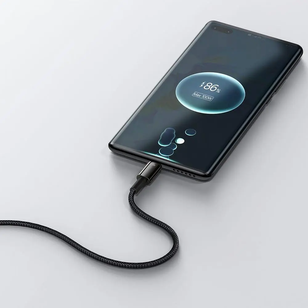Кабель Baseus Tungsten Gold Fast Charging USB to Type-C 100W (2m) black (CAWJ000101) - фото 3