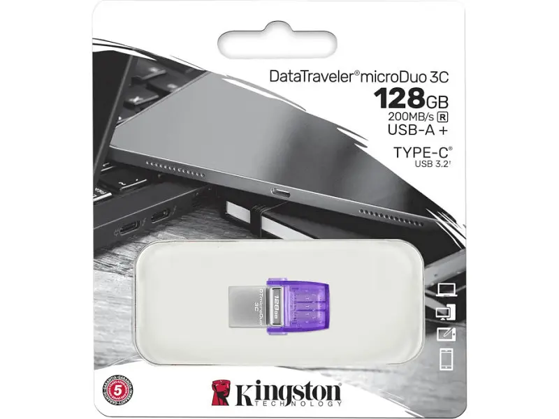 USB флеш накопичувач Kingston 128 GB DataTraveler microDuo 3C (DTDUO3CG3/128GB) - фото 3