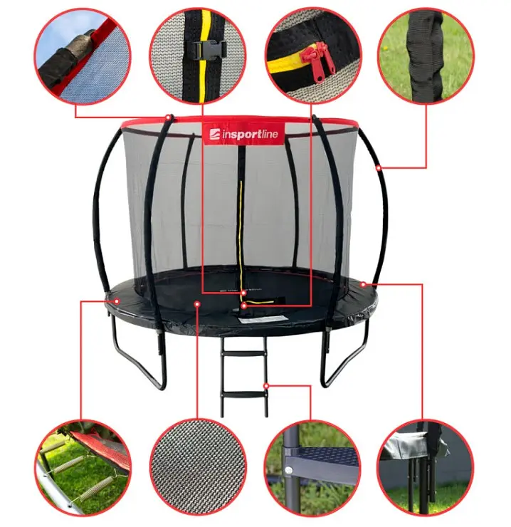 Батут із внутрішньою сіткою inSPORTline Flea PRO 244 см чорний (23878) - фото 2
