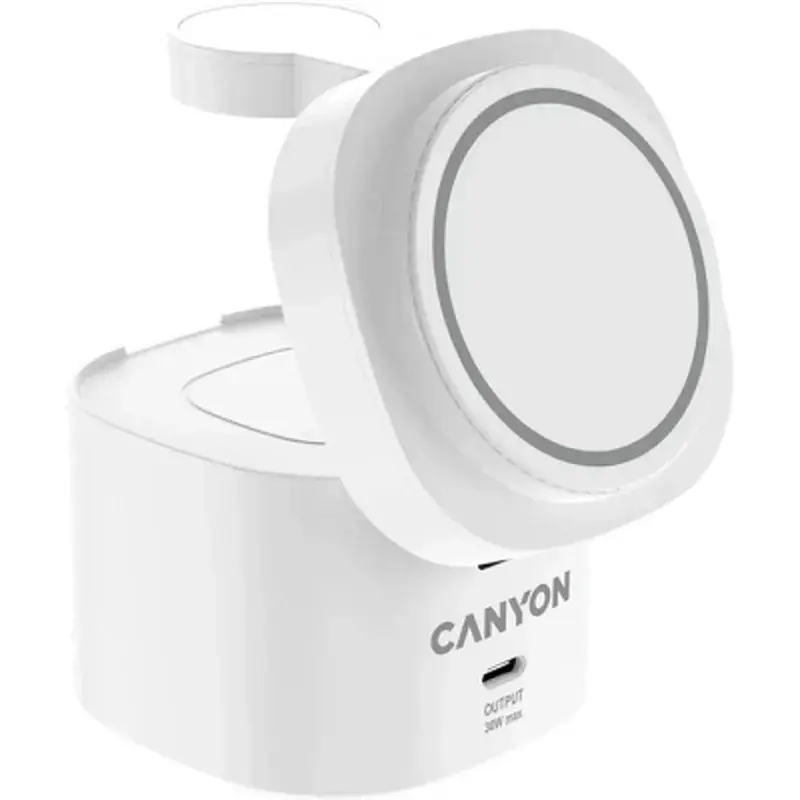 Зарядний пристрій Canyon 4-in-1 wireless charging stand 30W + cable 1.0m white (CNS-WCS405WW/A) - фото 3
