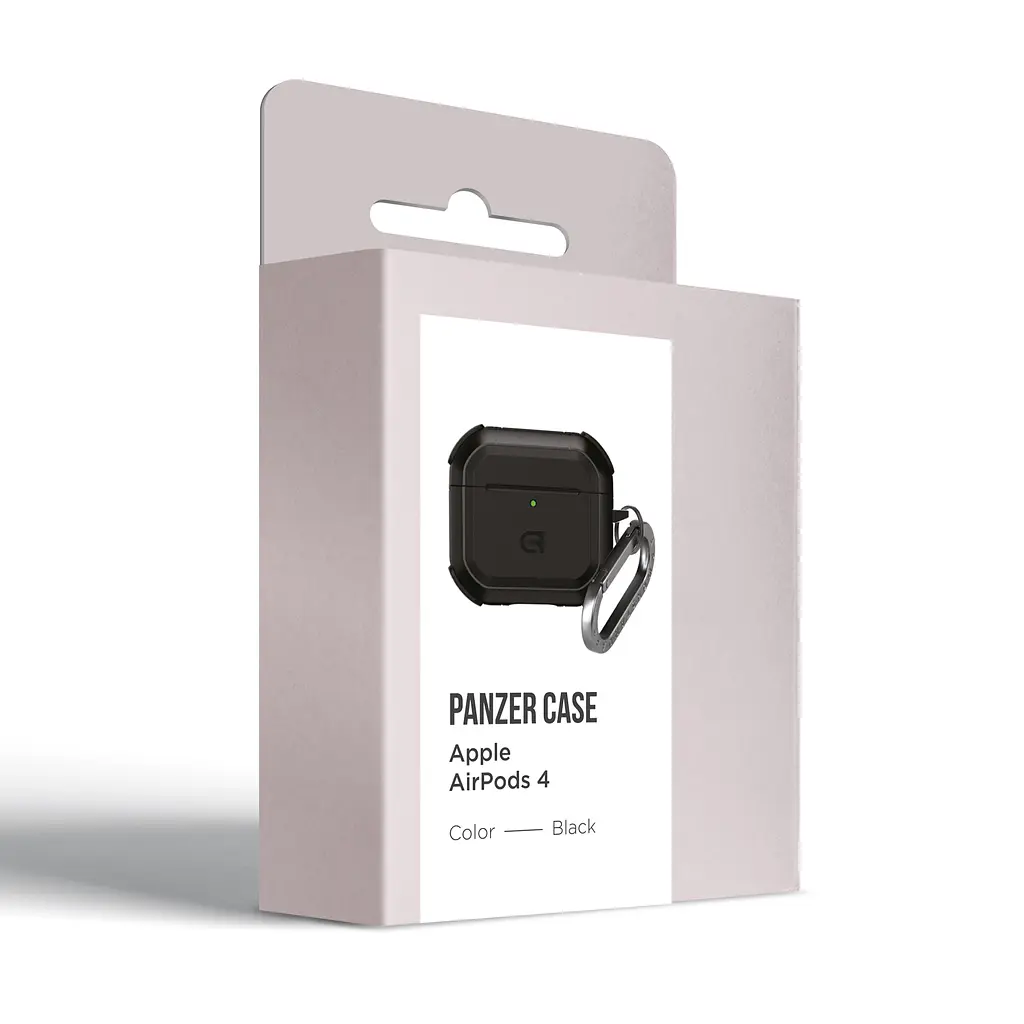 Чохол для навушників Apple AirPods 4, чорний, Panzer, протиударний захисний кейс з TPU та полікарбонату, посилені стінки, захист від подряпин, пилу та ударів, легкий та компактний, з карабіном для кріплення, ArmorStandart (ARM82552) - фото 3