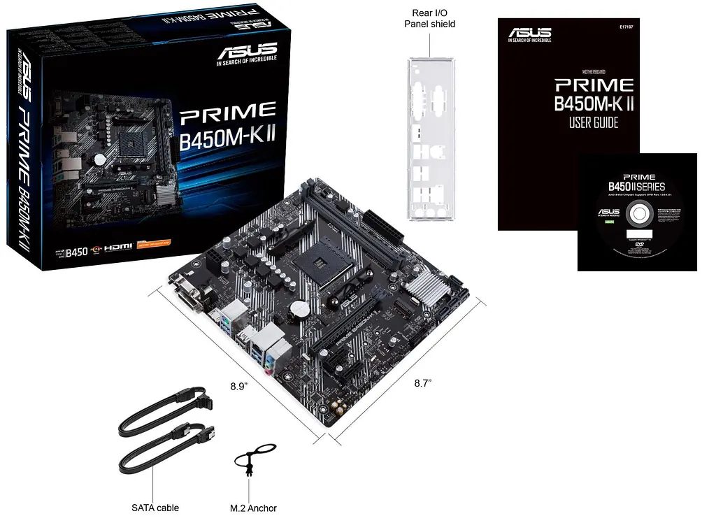Материнская плата ASUS PRIME B450M-K II (Prime B450M-K II) (Socket AM4, AMD B450, Micro-ATX) Б/у - фото 5