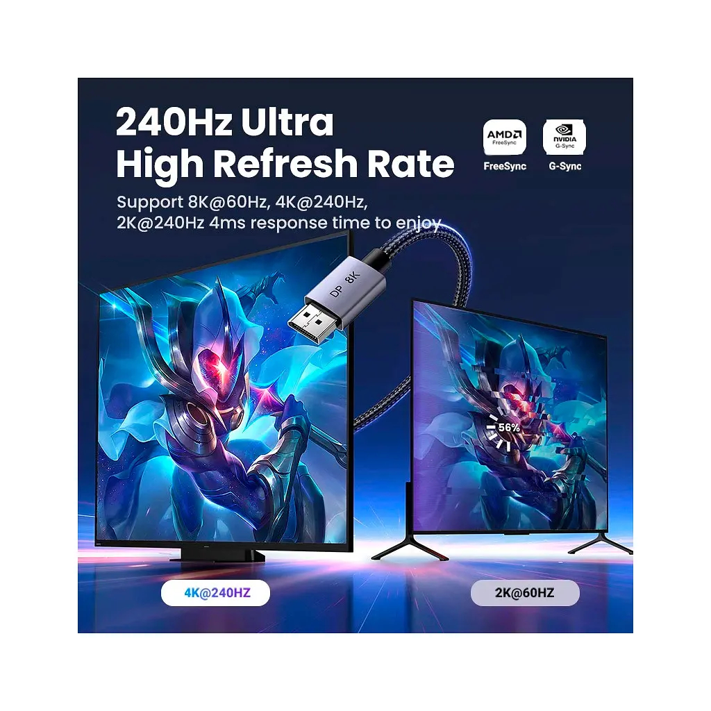 Кабель мультимедійний Ugreen DisplayPort M - DisplayPort M V1.4 8K 60Hz DP120 чорний 2 м (25905) - фото 4