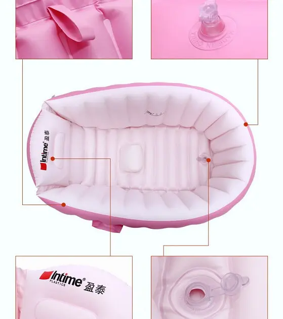 Дитяча Надувна ванна з насосом Intime Baby Bath Tub Рожевий - фото 4