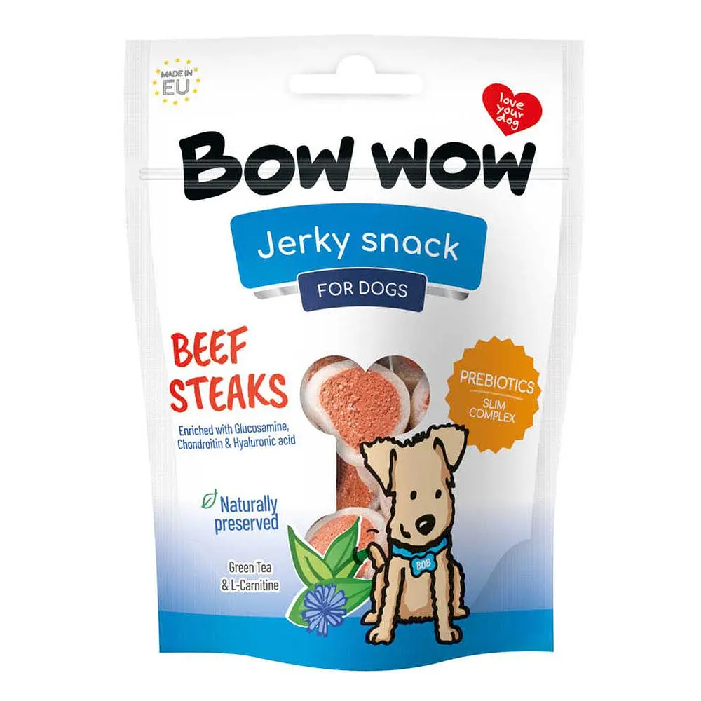 Ласощі для собак Bow wow снеки з яловичини у вигляді стейків, 80 г