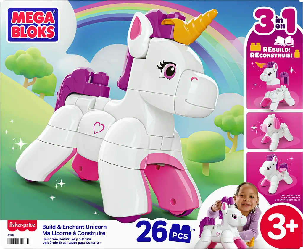 Конструктор Mattel 3-в-1 Чарівний єдиноріг Mega Bloks (JKG36) - фото 4