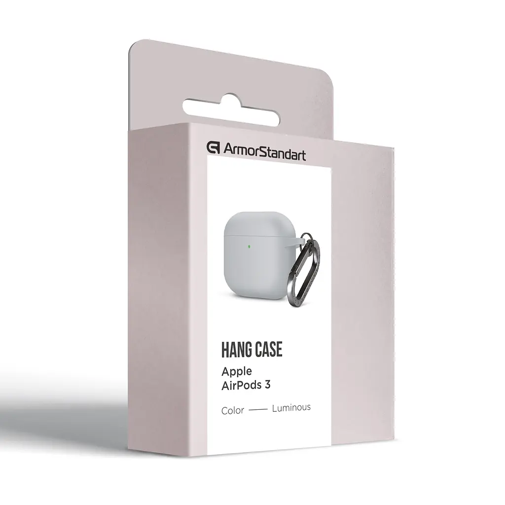 Силіконовий чохол для навушників Apple AirPods 3, Hang Case, люмінесцентний, ультратонкий захисний кейс товщиною 2 мм, захист від подряпин, пилу та ударів, компактний, з карабіном для кріплення, ArmorStandart (ARM60314) - фото 8