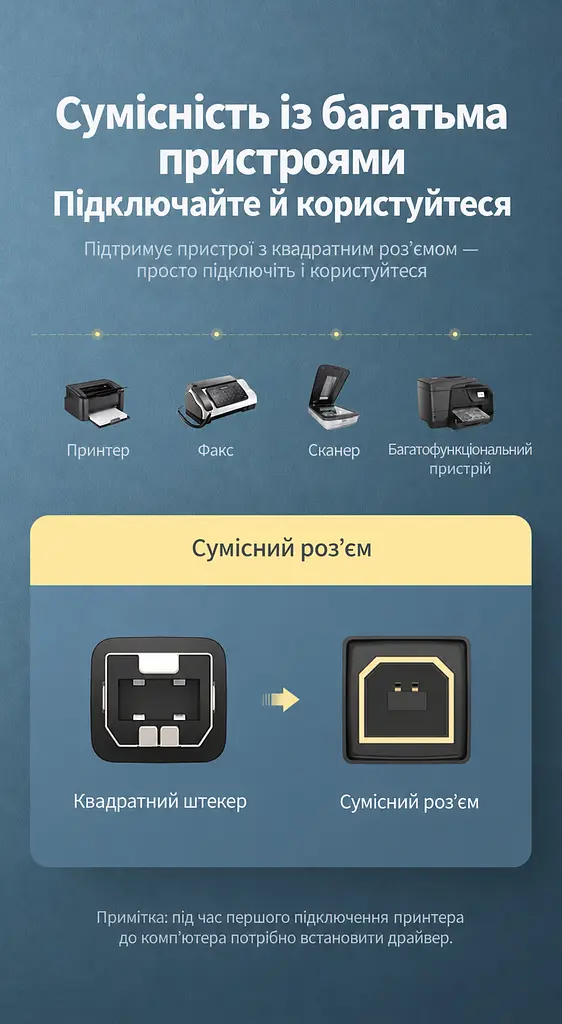 Кабель для принтера UGREEN US369 USB 2.0 USB-A - USB-B 1 м чорний (80801) - фото 3