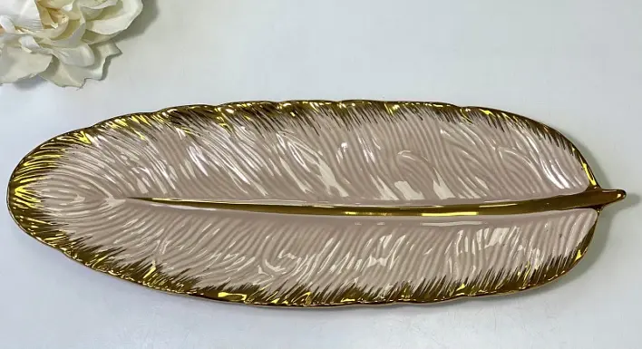 Тарілка "Рожеве перо", вел 12,5x36x2,5 см