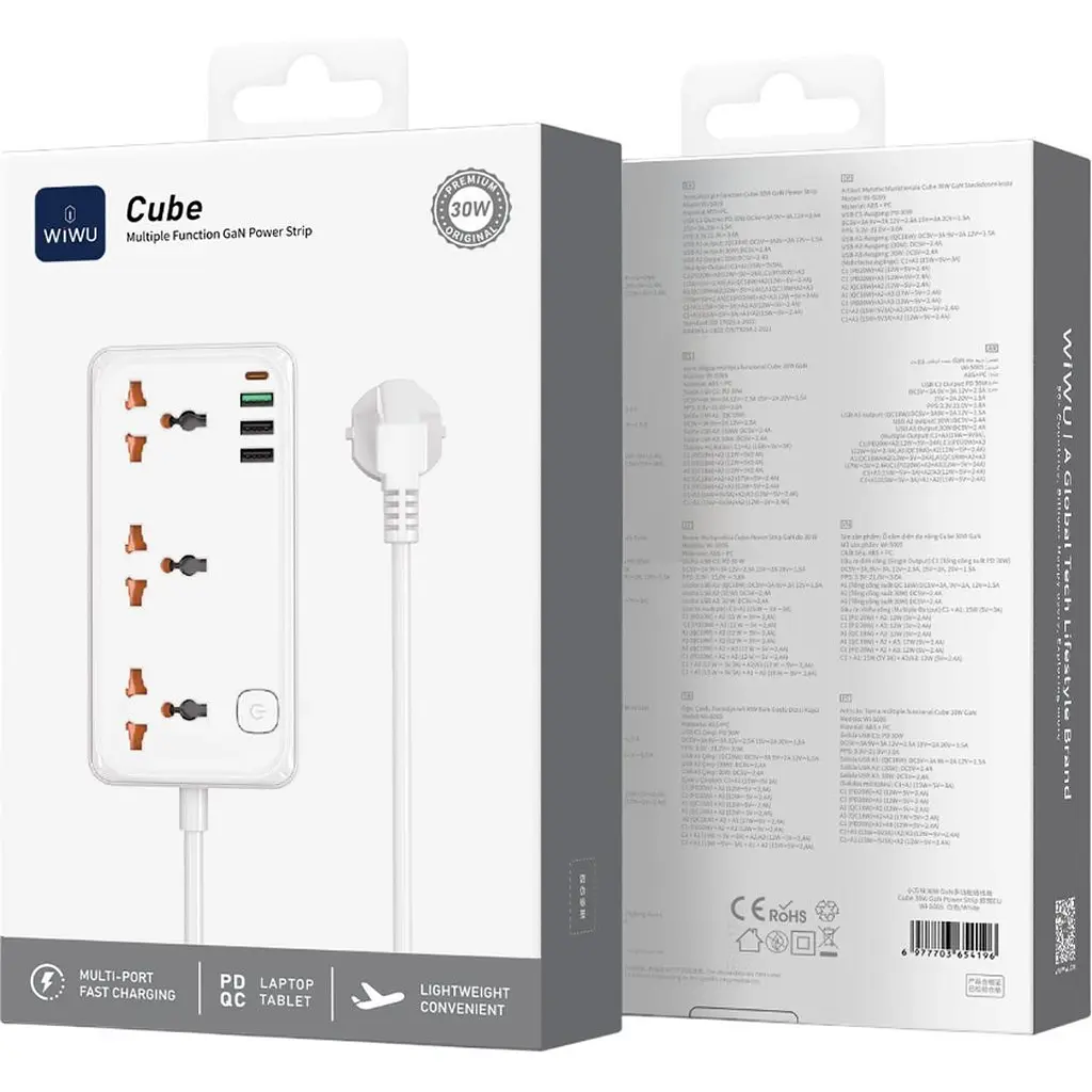 Мережевий фільтр WiWU Cube Wi-S005 30W GaN Power Strip EU White (6977703654196) [162496] - фото 6