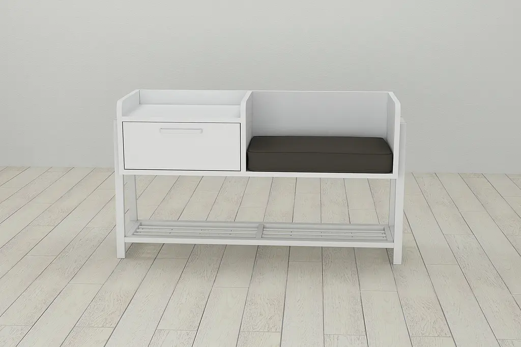 Банкетка с прикроватной тумбочкой Ferrum-decor Бланка 540x1000x320 металл Белый ДСП Белый 16 мм (FRD-103031) - фото 4