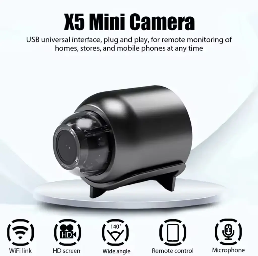 WiFi-камера X5 1080P HD - міні-камера спостереження з нічним баченням, детектором руху, широким кутом 140° - фото 8